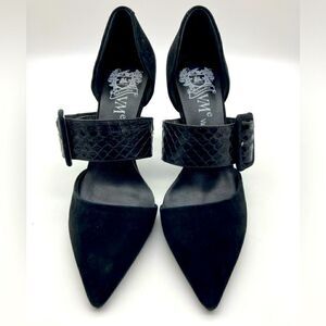 Valse Maitre Black Suede Buckle Stiletto Heels Size 220